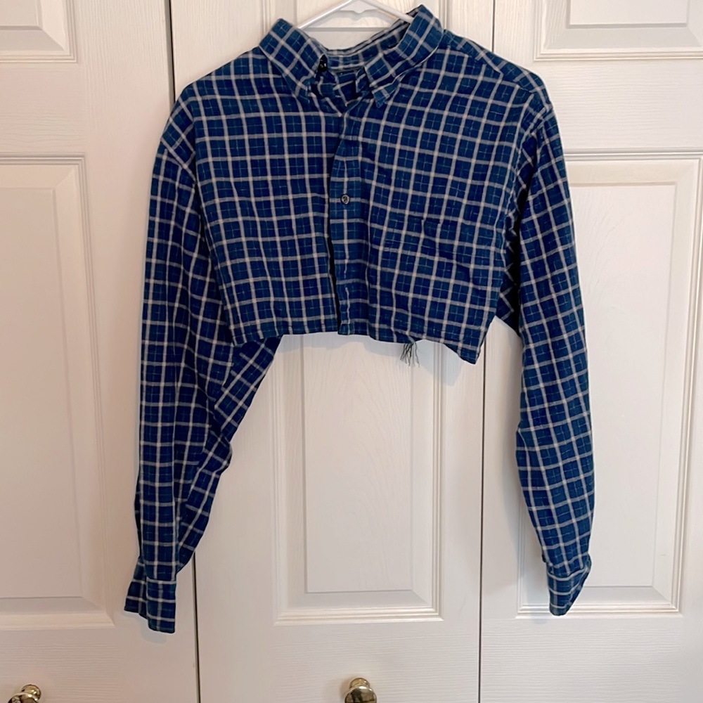 Crop flannel detail back
